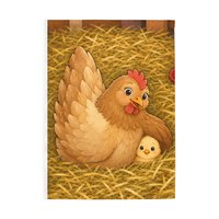 Mama Hen and Chick Outdoor Flag | Rod Pocket Garden Banner