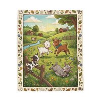 Playful Farm Goats Blanket | Velveteen Plush Blanket