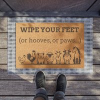 Wipe Your Feet (or hooves, or paws...) Doormat | Farm Animal Welcome Mat