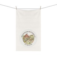 Country Farm Barn Scene Tea Towel | Rustic Farmhouse Kitchen