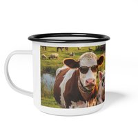 Cool Farm Animals Enamel Camp Cup | Cow Pig Sheep Design