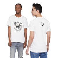 Official Pet-A-Goat Junction T-Shirt | Goat Silhouette, Hoof Print Design