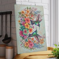Hummingbird Floral Glass Cutting Board | Colorful Birds and Flowers
