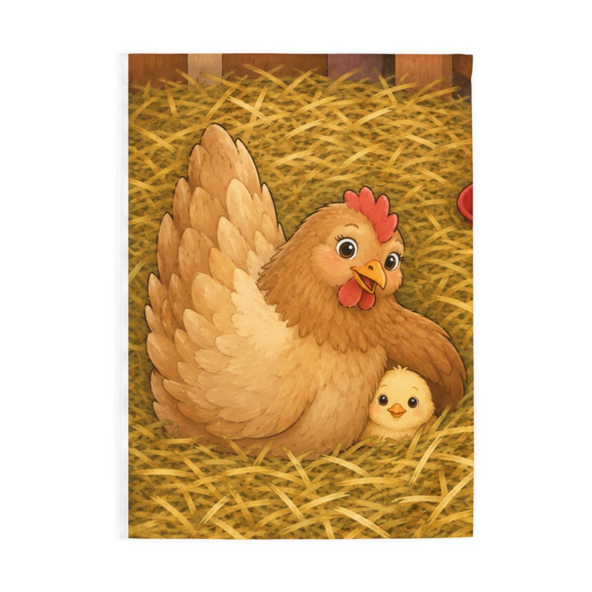 Mama Hen and Chick Outdoor Flag | Rod Pocket Garden Banner