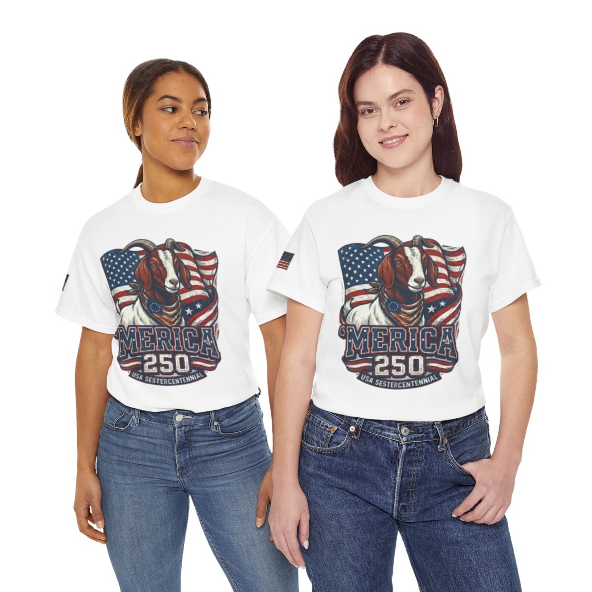 The Boering Life™ Limited Edition 'Merica 250 Goat Patriotic T-Shirt | American Flag Tee