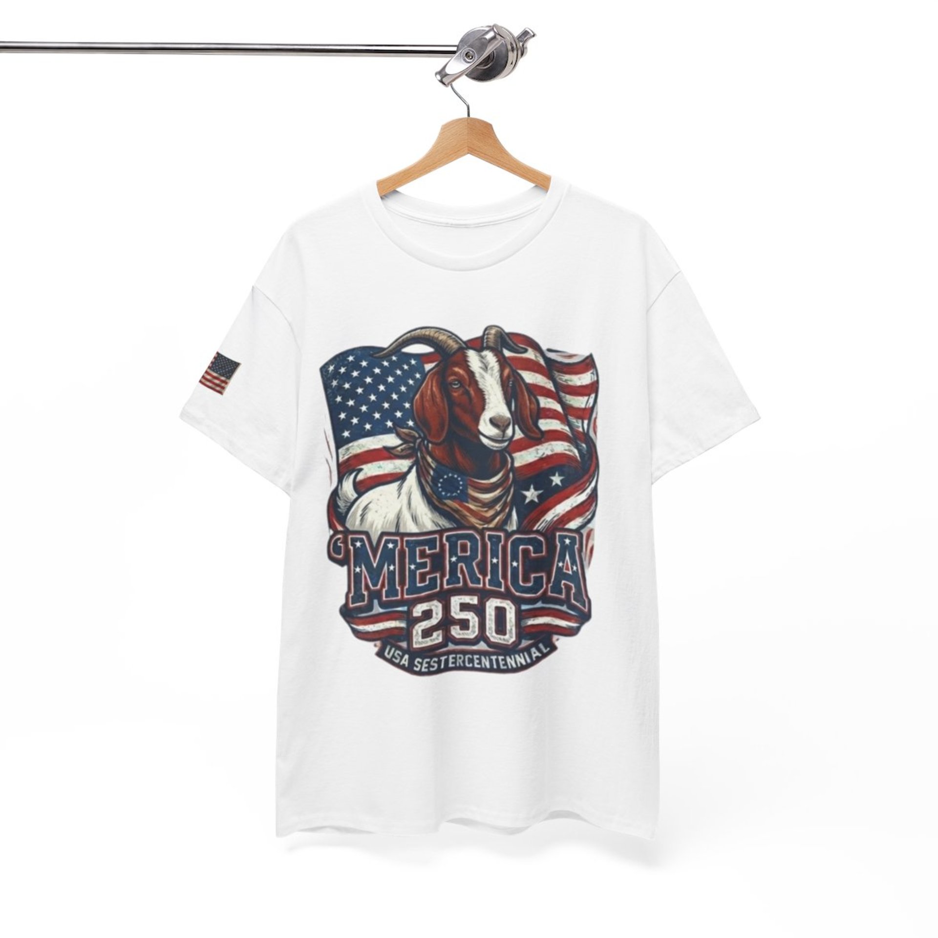 The Boering Life™ Limited Edition 'Merica 250 Goat Patriotic T-Shirt | American Flag Tee
