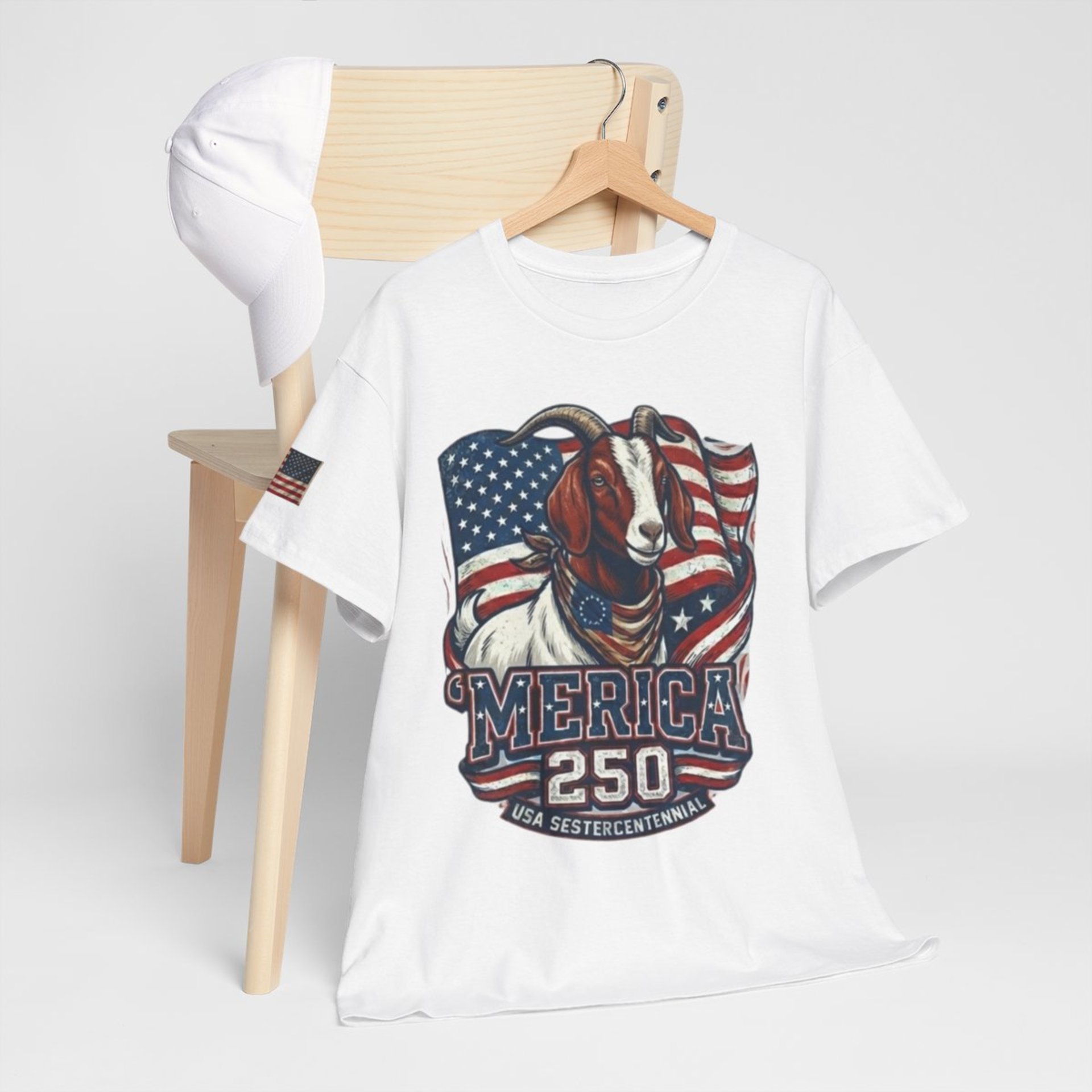 The Boering Life™ Limited Edition 'Merica 250 Goat Patriotic T-Shirt | American Flag Tee