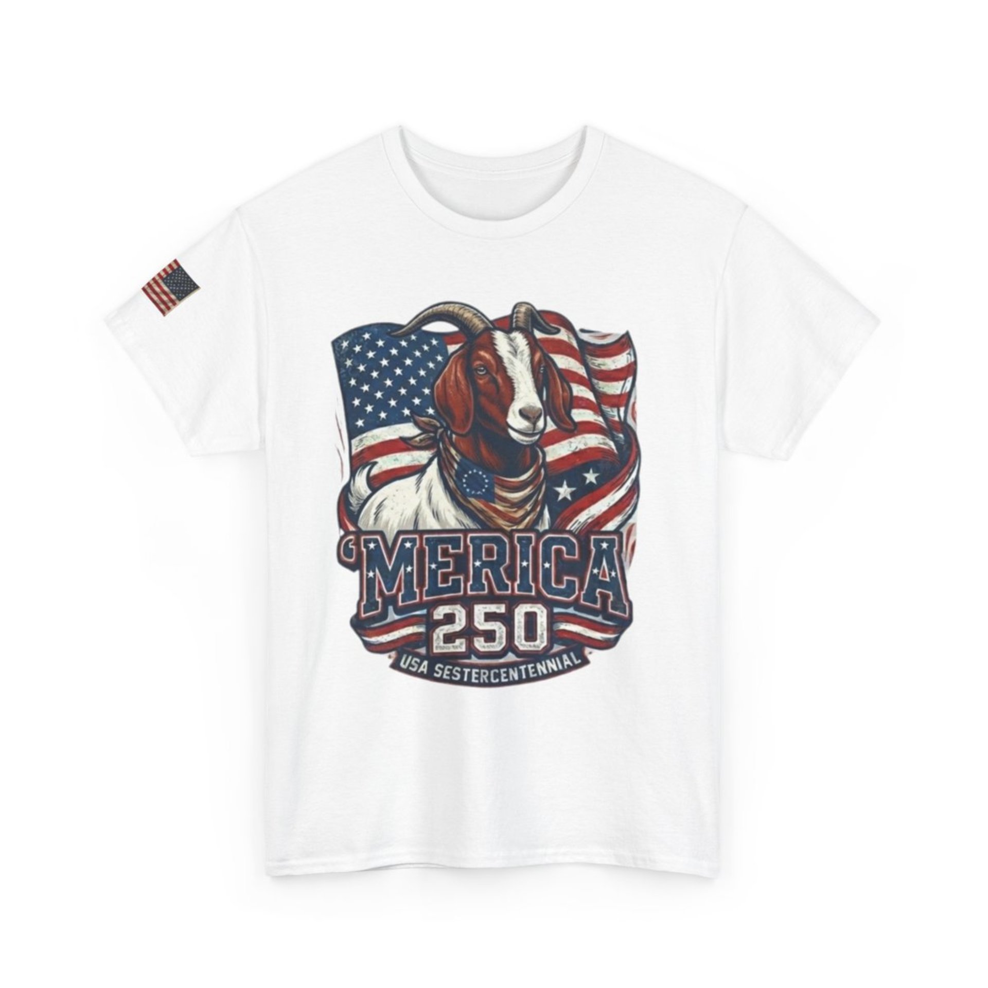 The Boering Life™ Limited Edition 'Merica 250 Goat Patriotic T-Shirt | American Flag Tee