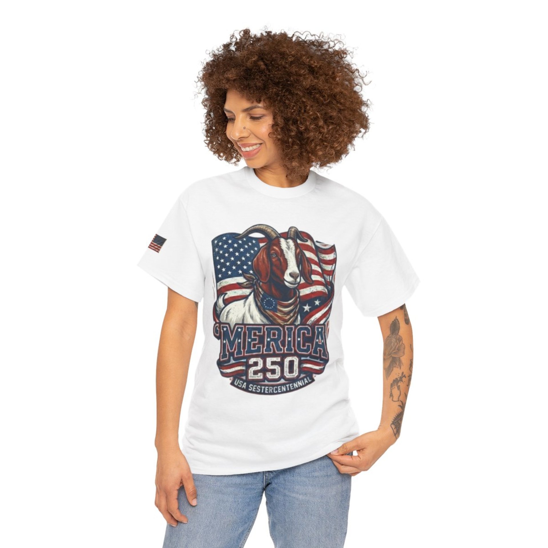The Boering Life™ Limited Edition 'Merica 250 Goat Patriotic T-Shirt | American Flag Tee