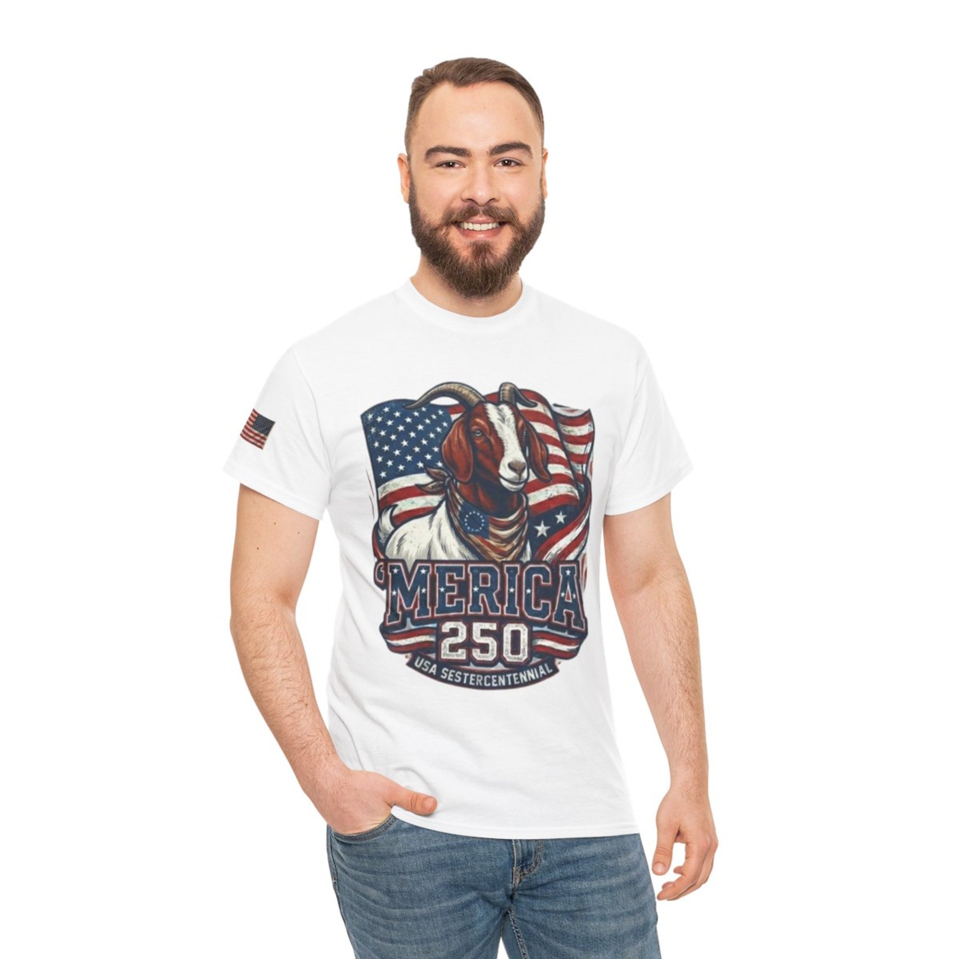 The Boering Life™ Limited Edition 'Merica 250 Goat Patriotic T-Shirt | American Flag Tee