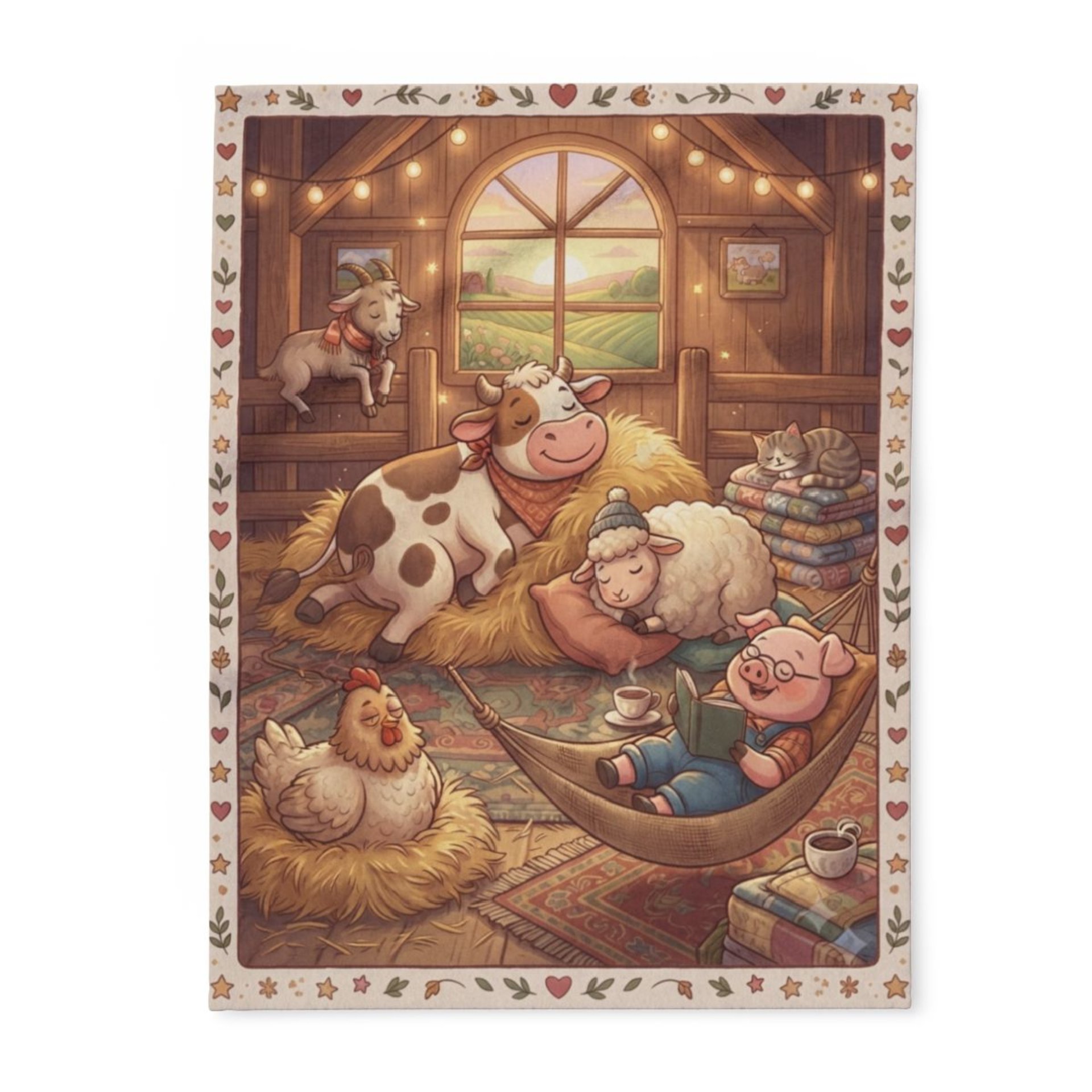 Cozy Barnyard Animals Arctic Fleece Blanket | Throw