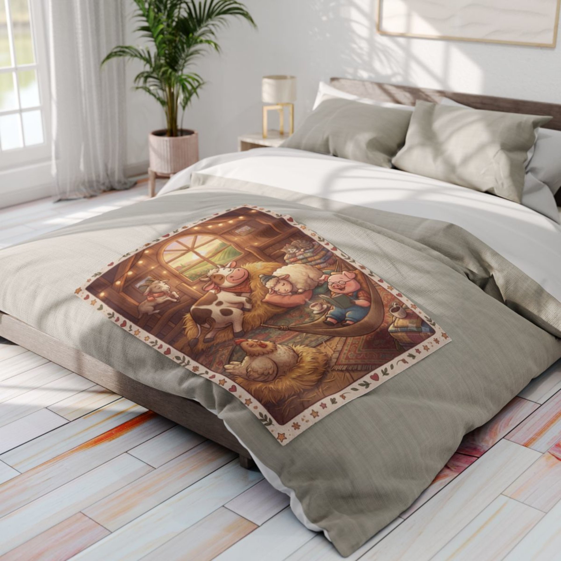 Cozy Barnyard Animals Arctic Fleece Blanket | Throw