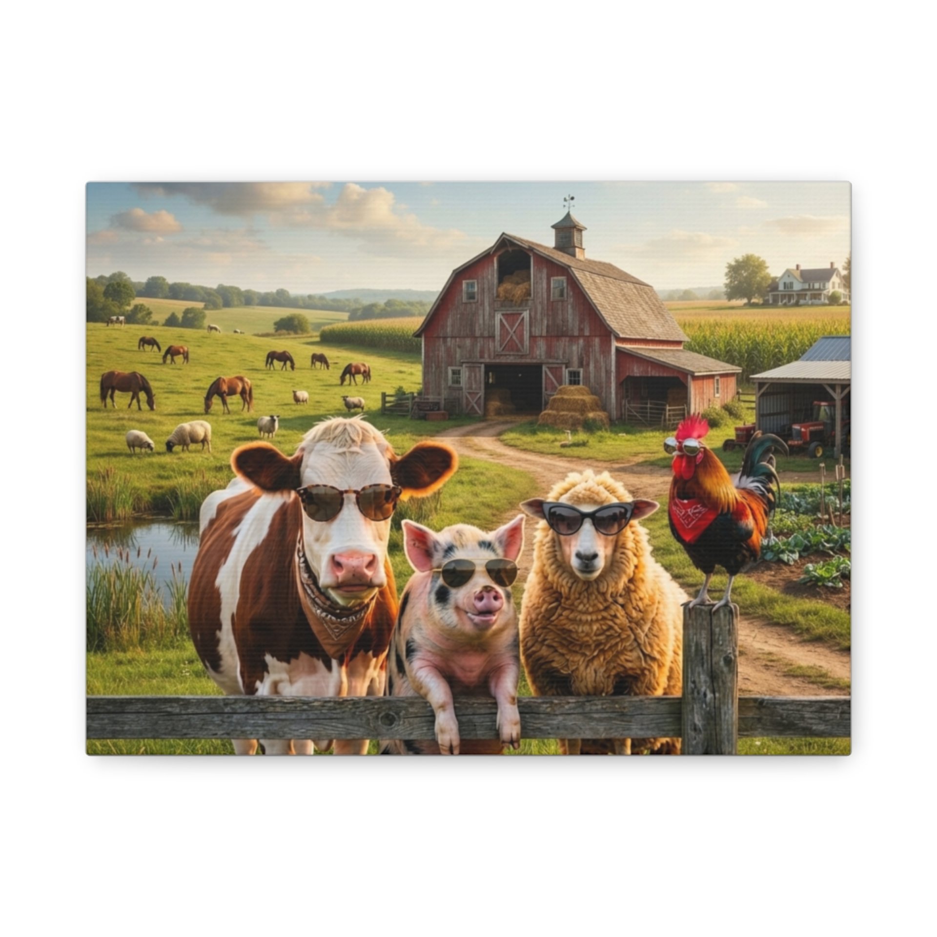 Cool Sunglasses Farm Animals Canvas