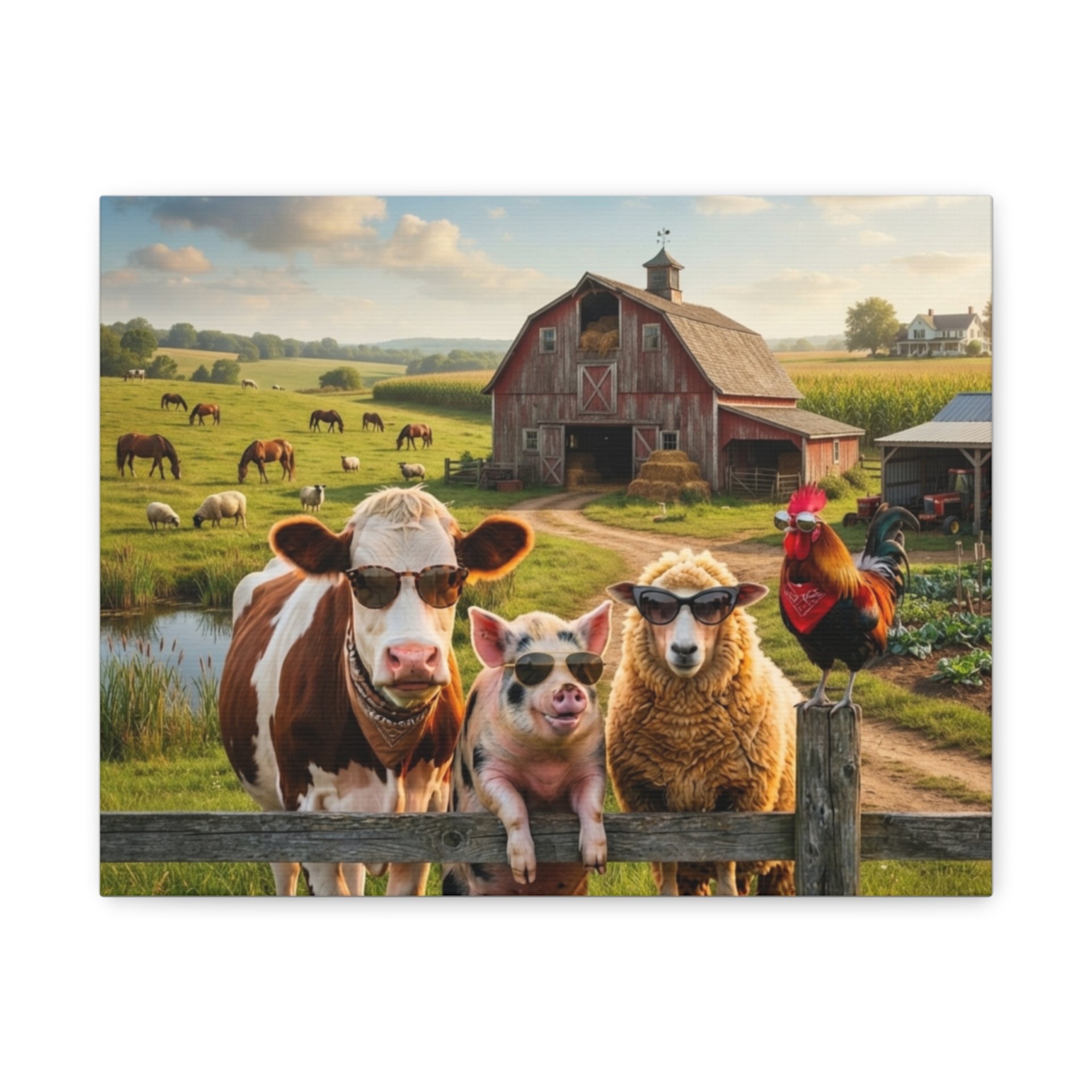 Cool Sunglasses Farm Animals Canvas