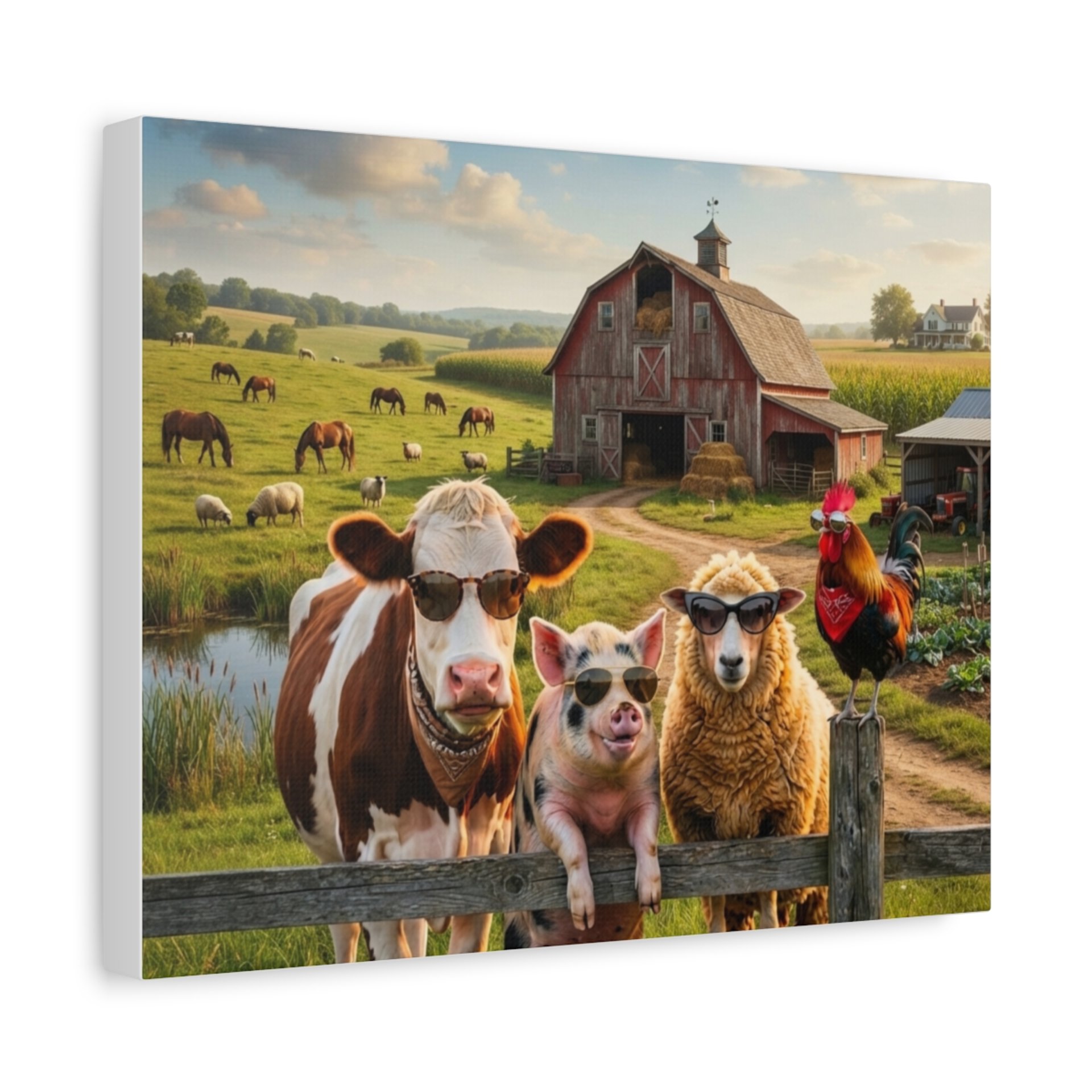 Cool Sunglasses Farm Animals Canvas