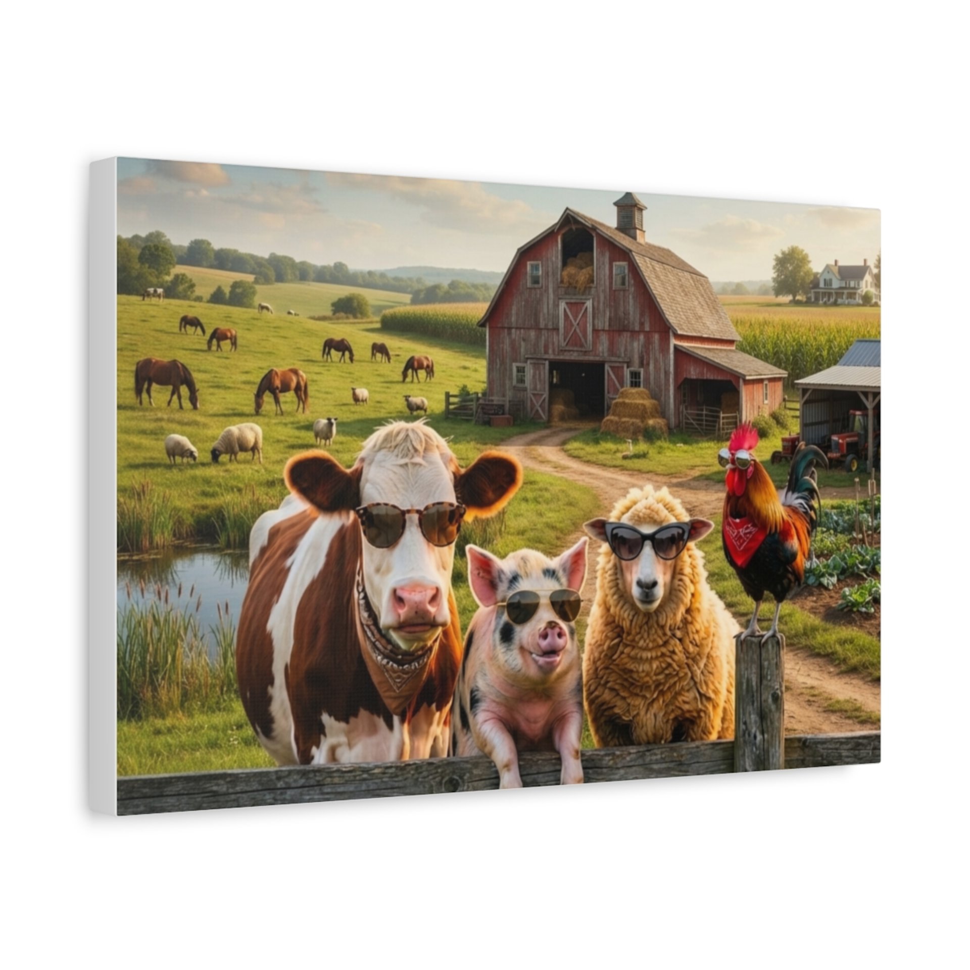 Cool Sunglasses Farm Animals Canvas