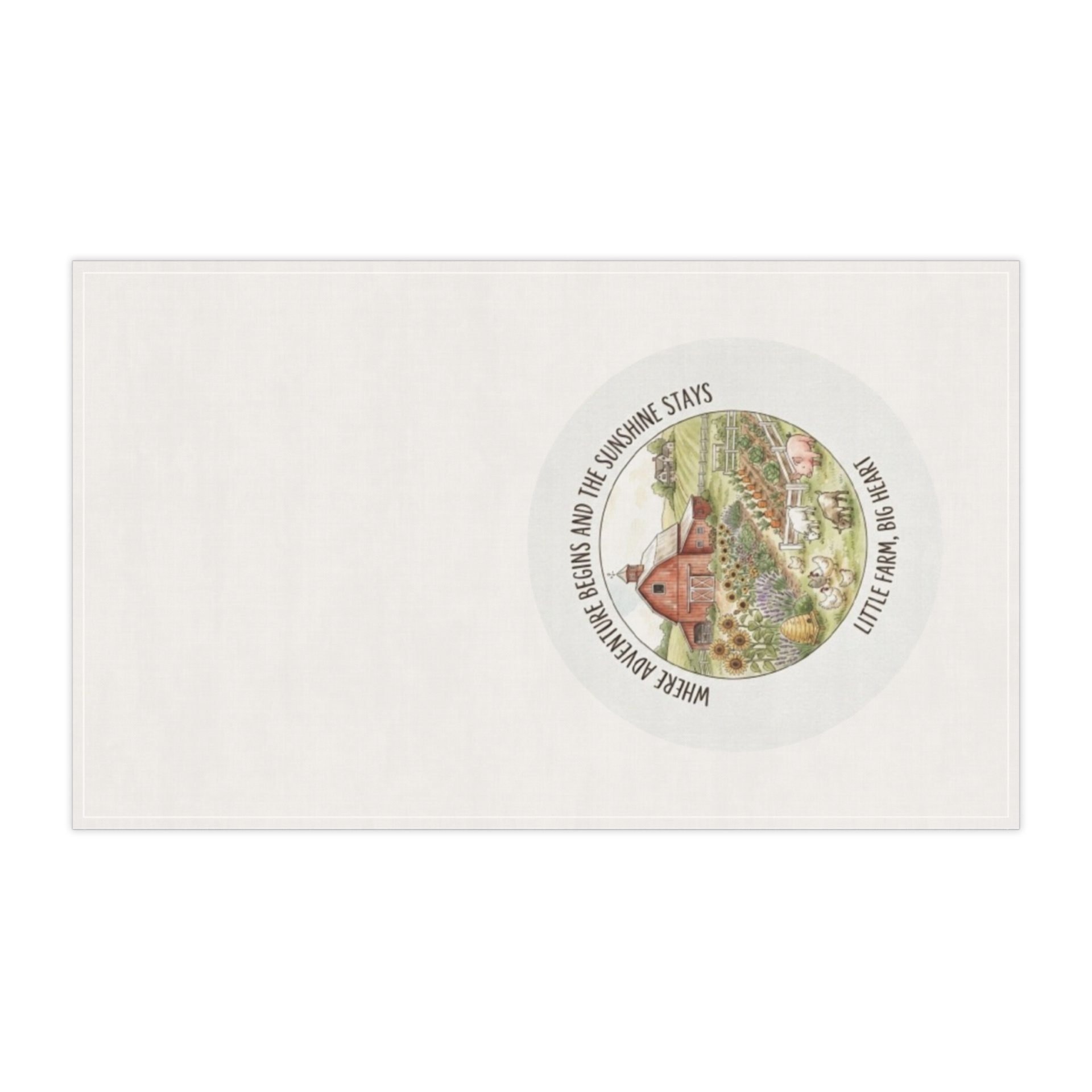 Country Farm Barn Scene Tea Towel | Rustic Farmhouse Kitchen