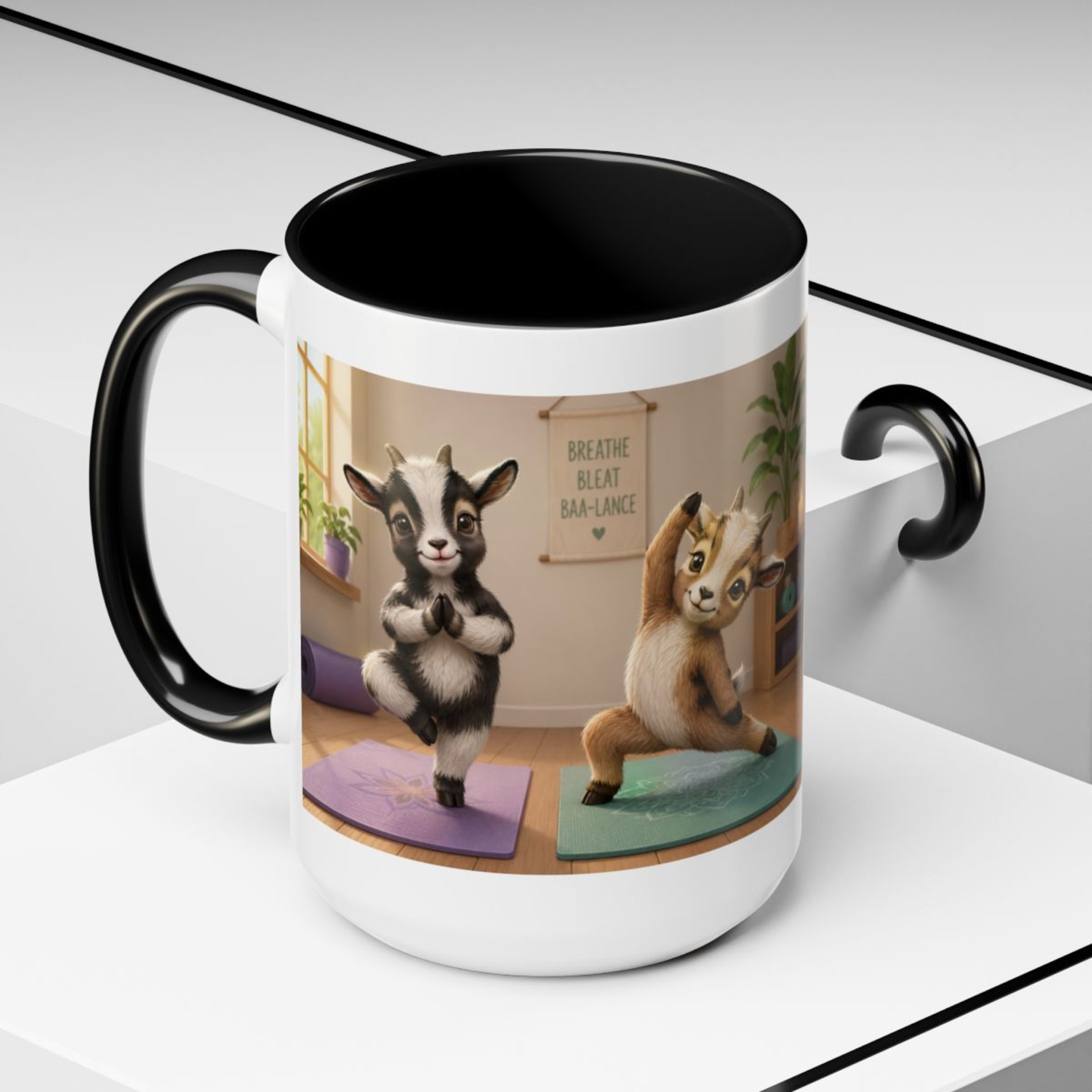 Yoga Goat Illustration Mug | Accent Coffee Mug