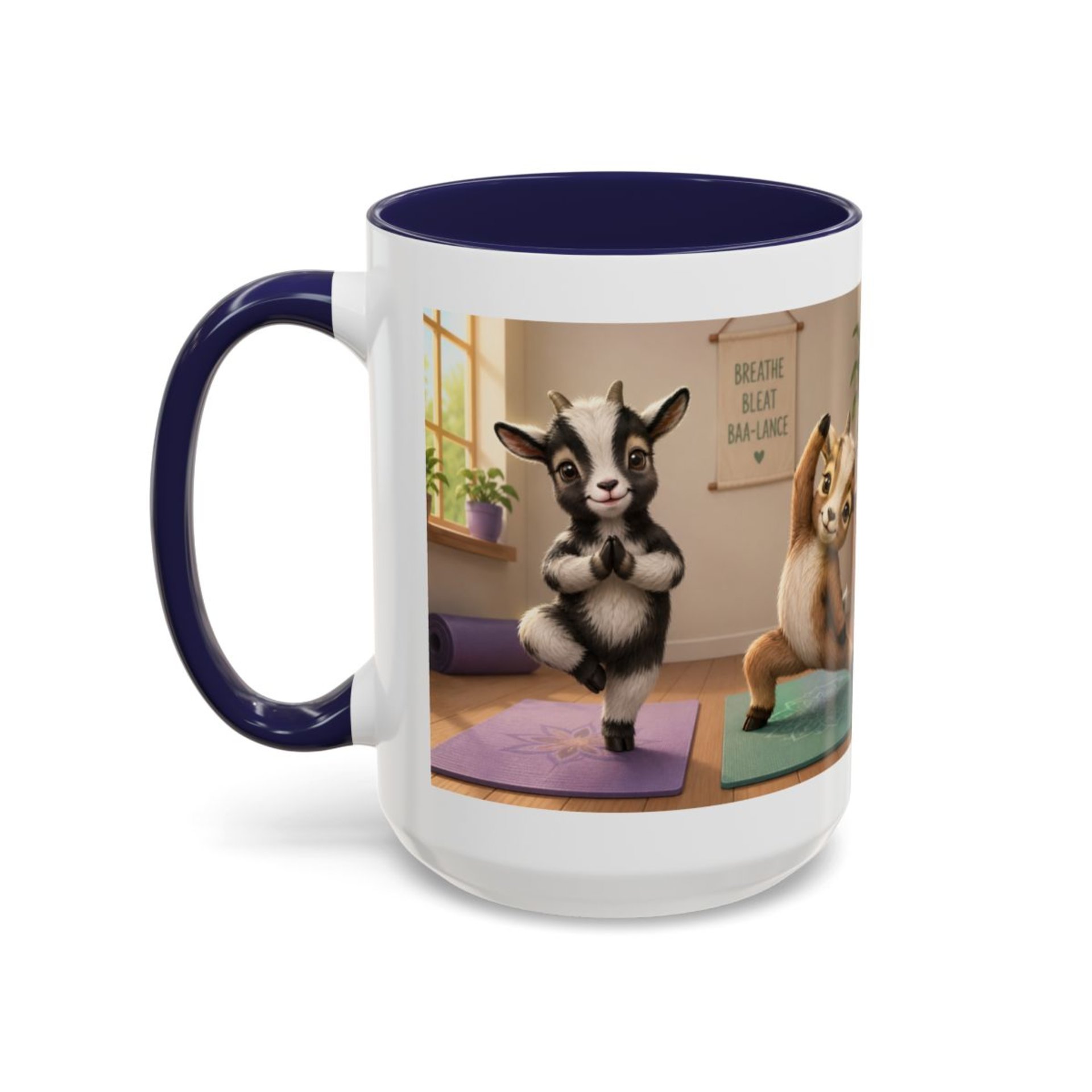 Yoga Goat Illustration Mug | Accent Coffee Mug