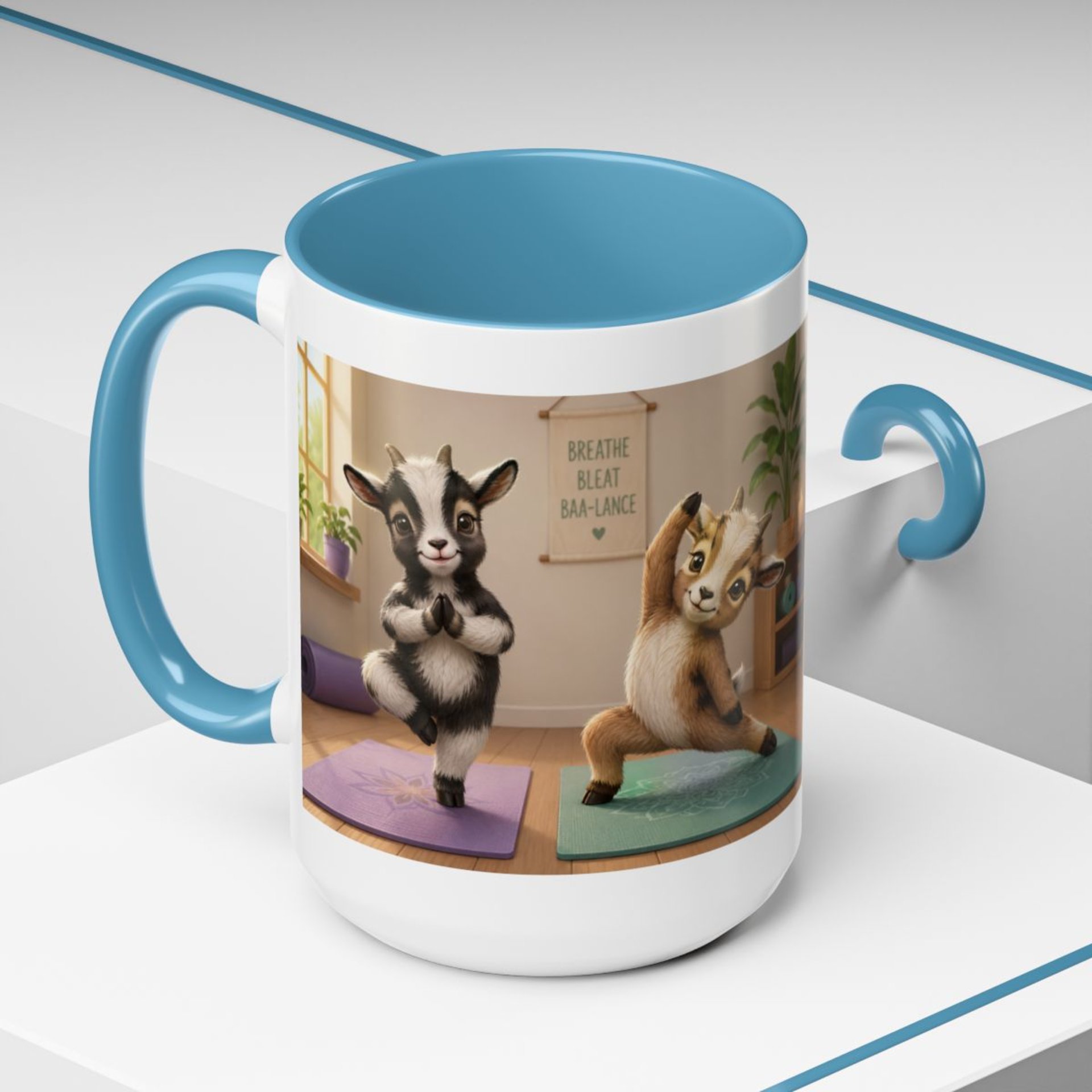 Yoga Goat Illustration Mug | Accent Coffee Mug