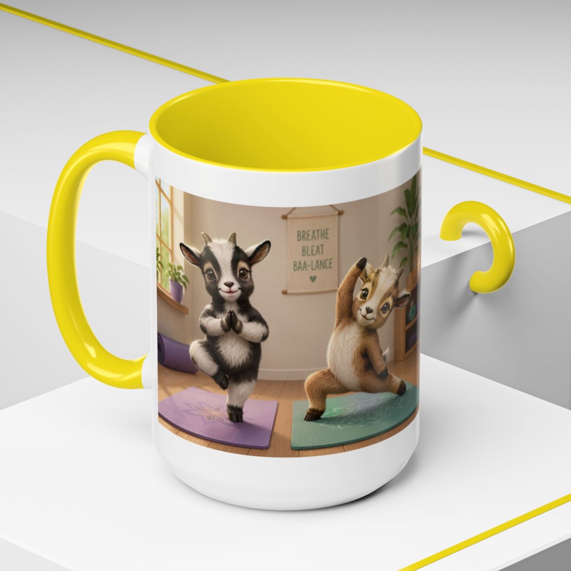 Yoga Goat Illustration Mug | Accent Coffee Mug