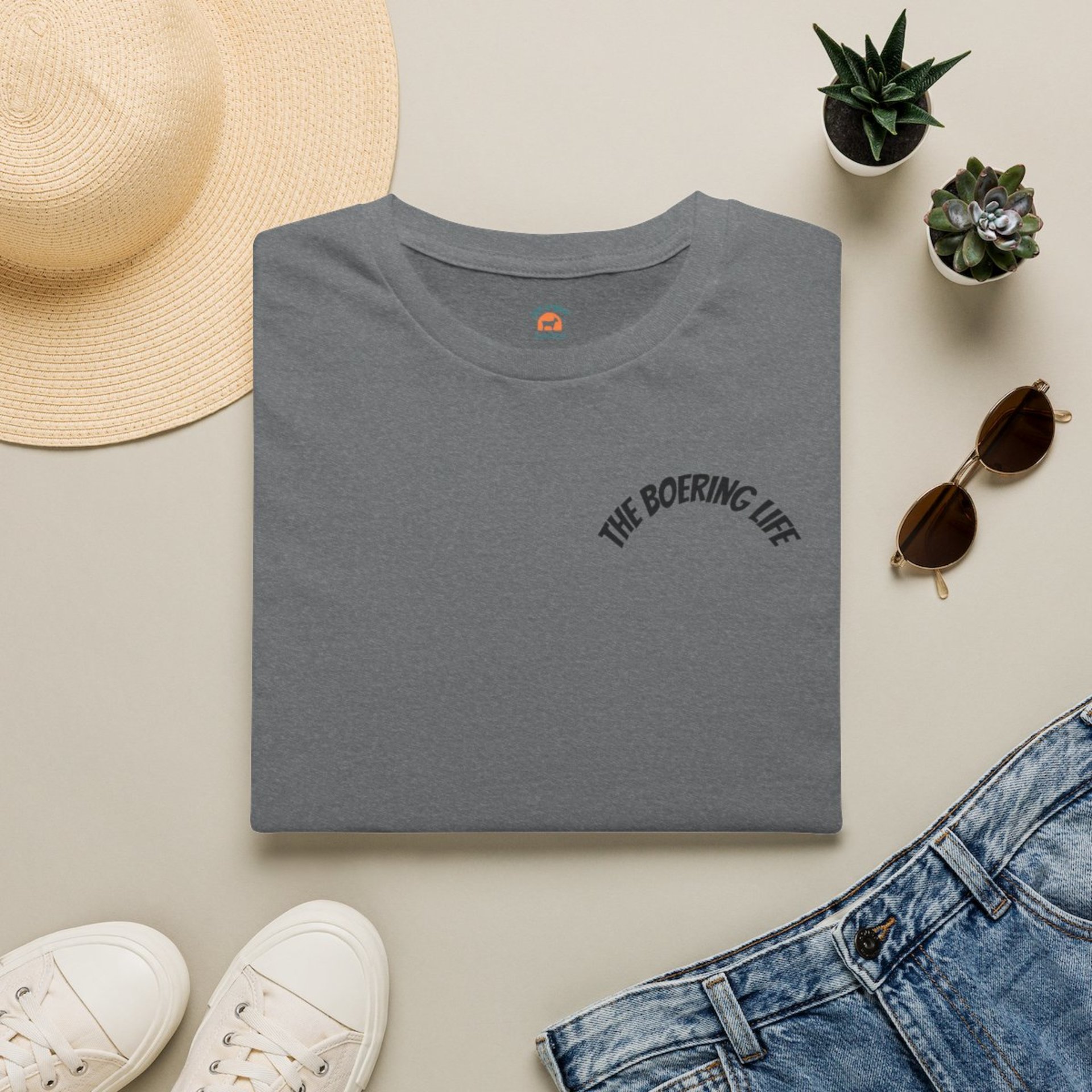 The Boering Life™ T-Shirt | Minimal Text Chest Logo, Casual Tee