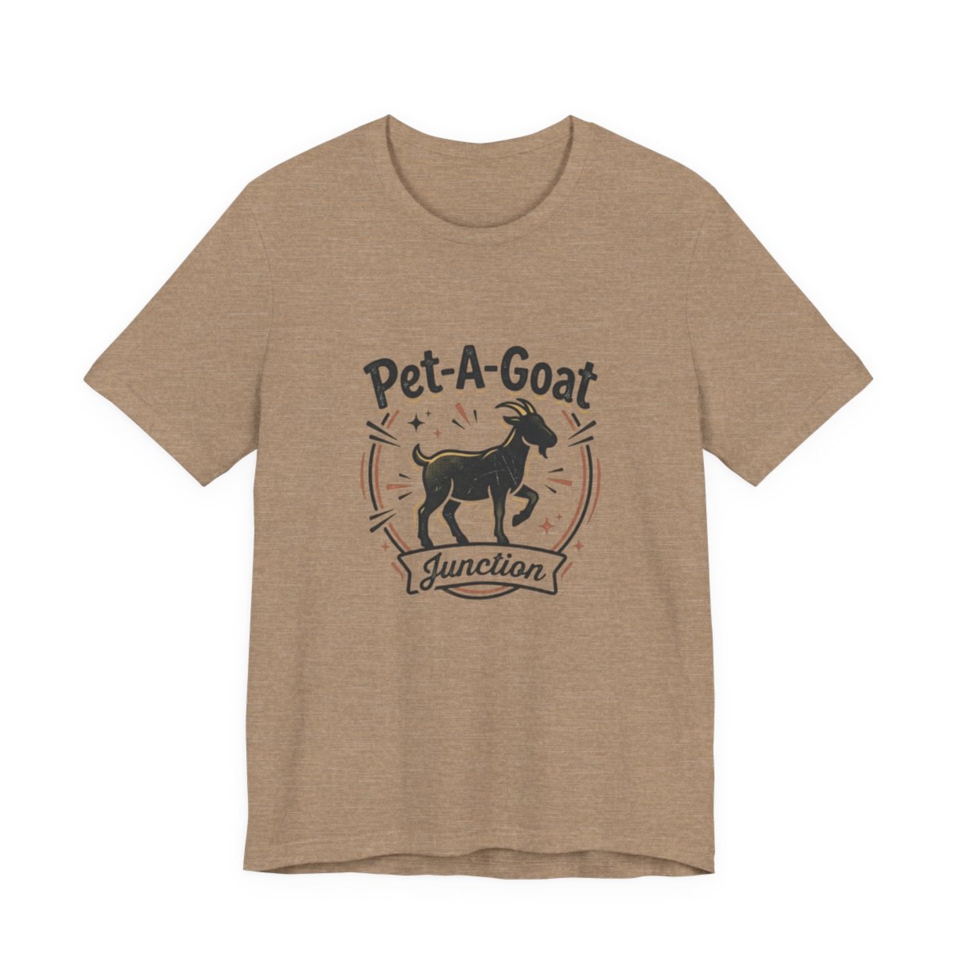 Official Pet-A-Goat Junction T-Shirt | Goat Silhouette, Hoof Print Design