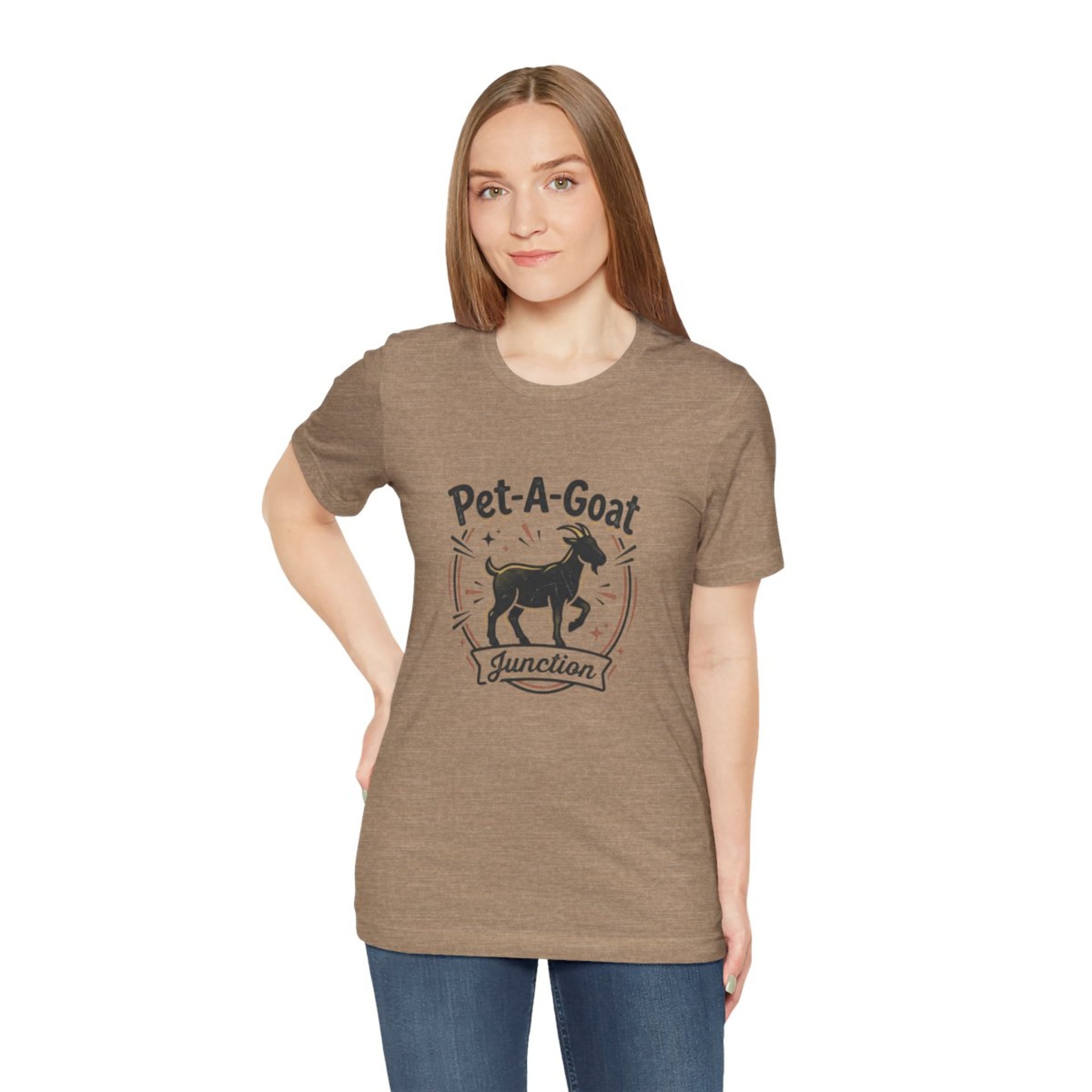 Official Pet-A-Goat Junction T-Shirt | Goat Silhouette, Hoof Print Design