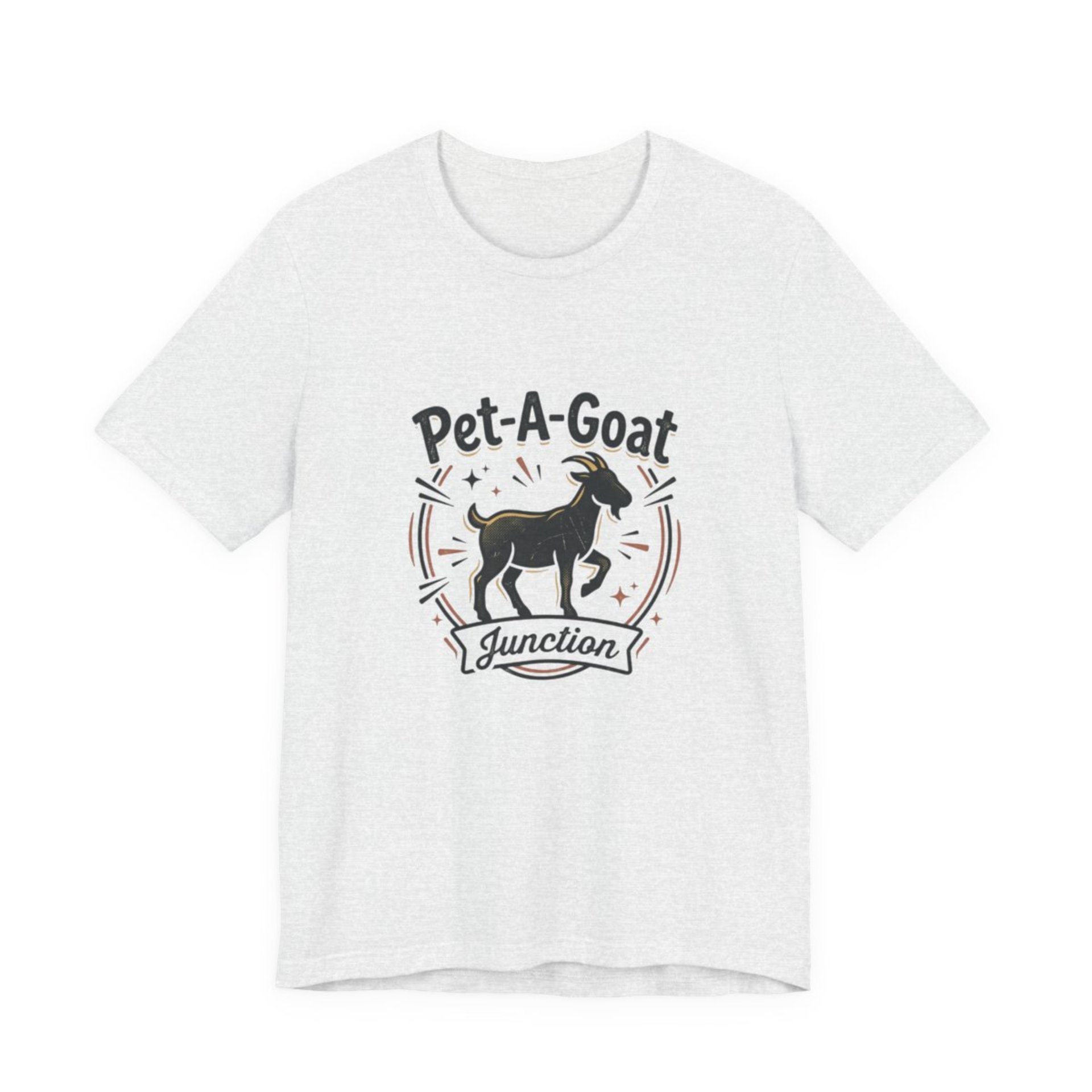 Official Pet-A-Goat Junction T-Shirt | Goat Silhouette, Hoof Print Design