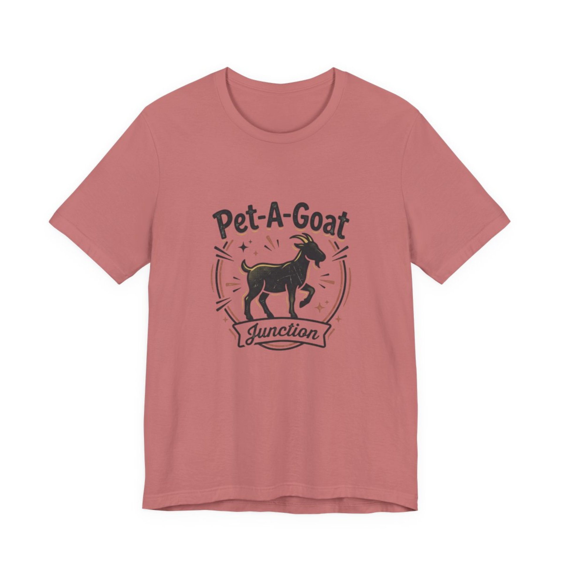 Official Pet-A-Goat Junction T-Shirt | Goat Silhouette, Hoof Print Design