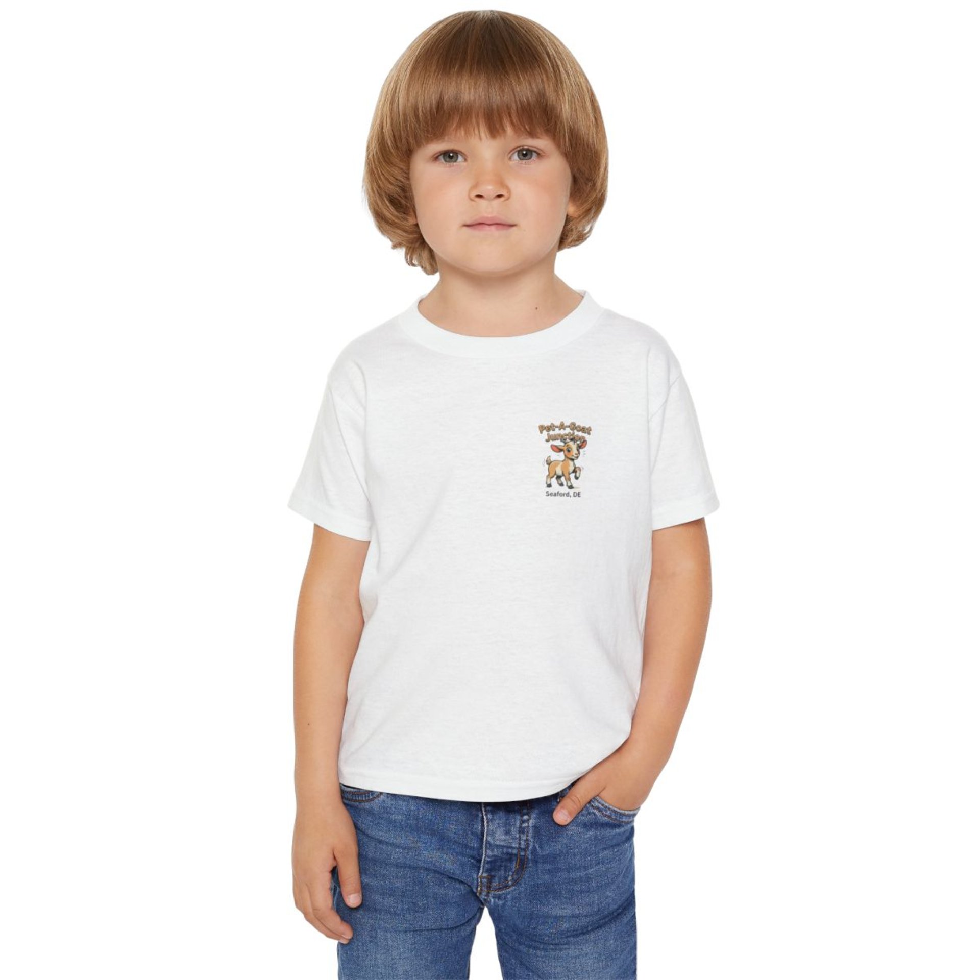 Official Pet-A-Goat Junction toddler T-shirt | Seaford DE goat illustration
