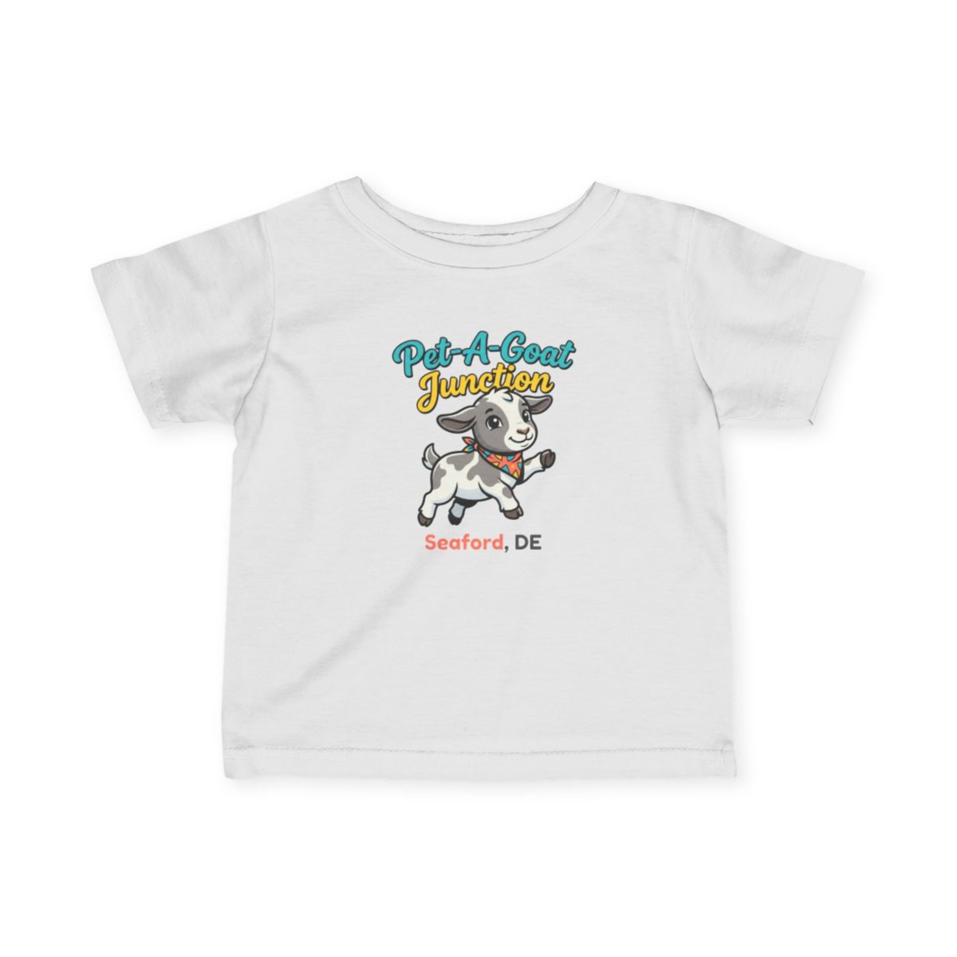 Official Pet-A-Goat Junction Baby tee | playful goat mascot, Seaford DE