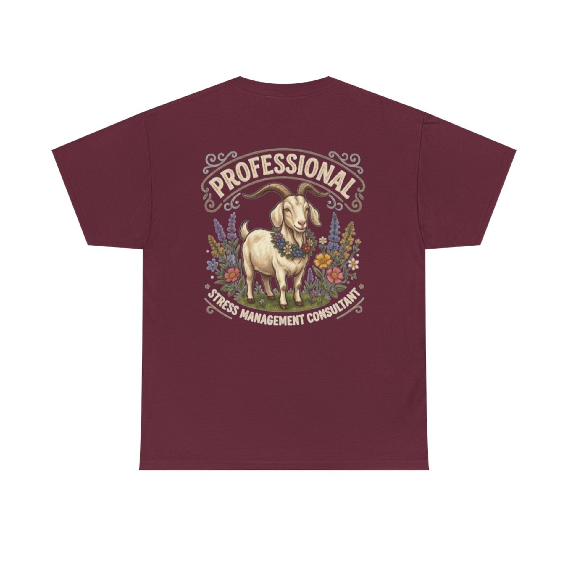 Professional Stress Management Consultant Goat Tee | Garden Herbs Floral Goat Illustration