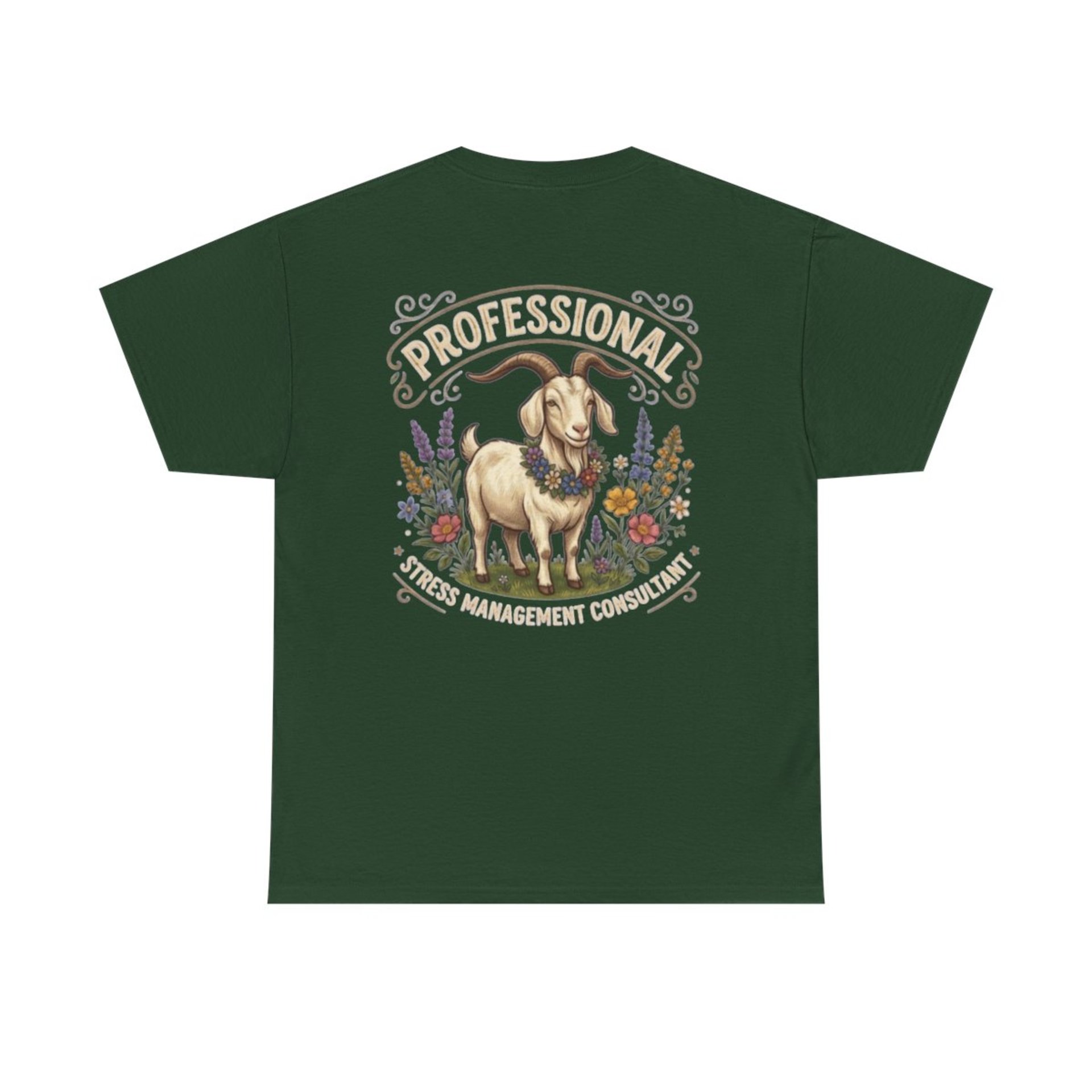 Professional Stress Management Consultant Goat Tee | Garden Herbs Floral Goat Illustration