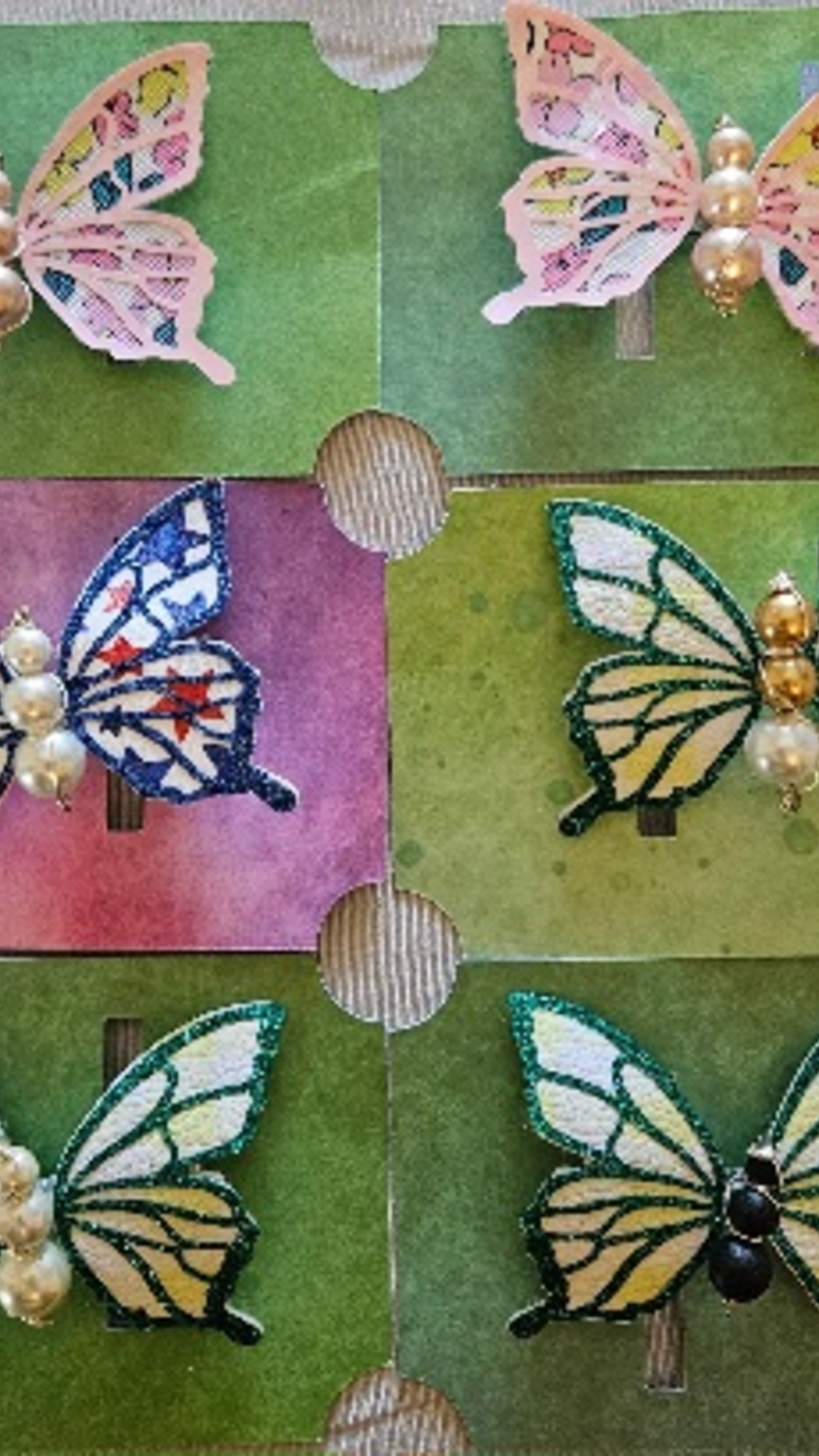 Whimsical Beaded Butterfly Hairclips