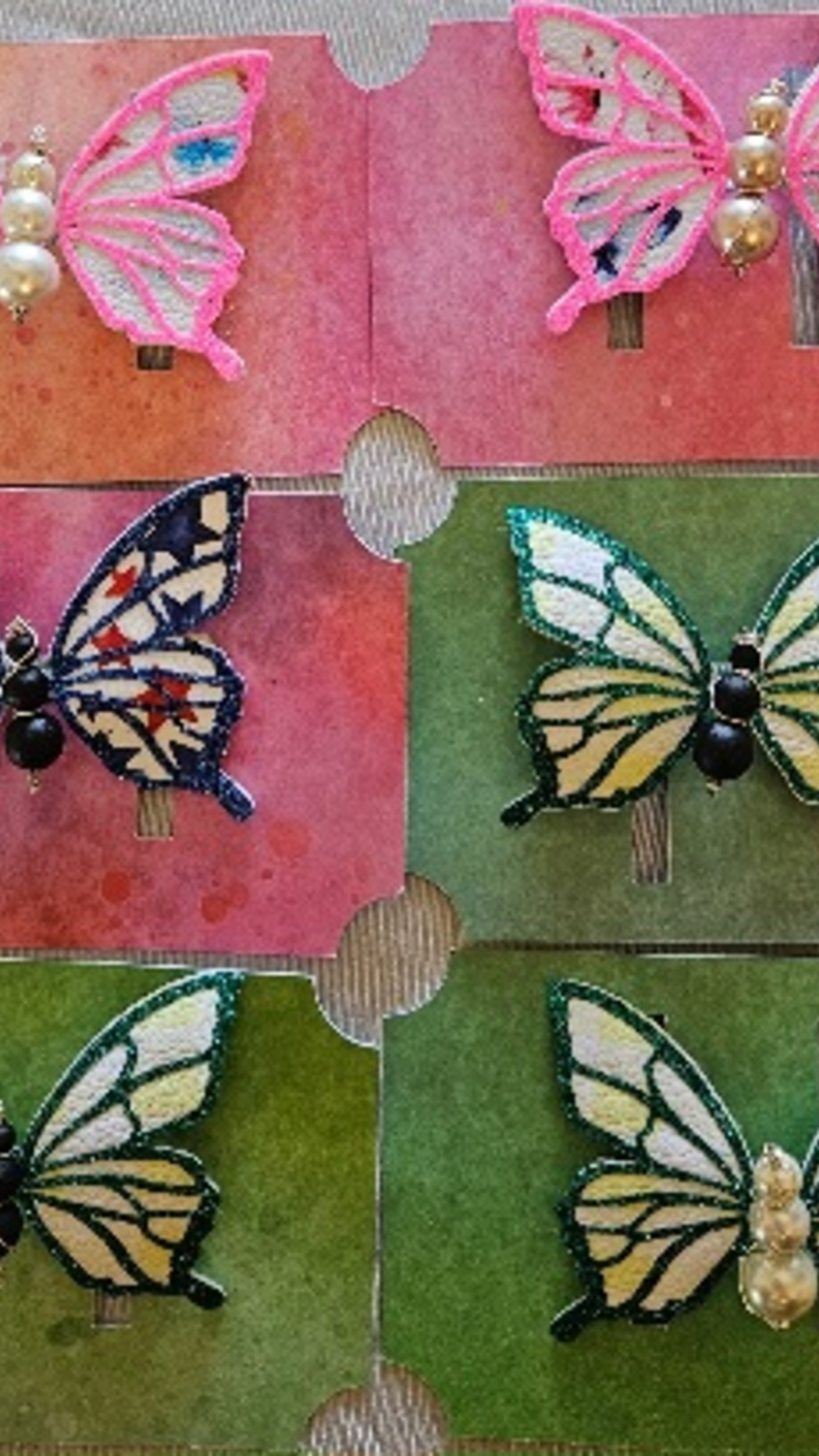 Whimsical Beaded Butterfly Hairclips