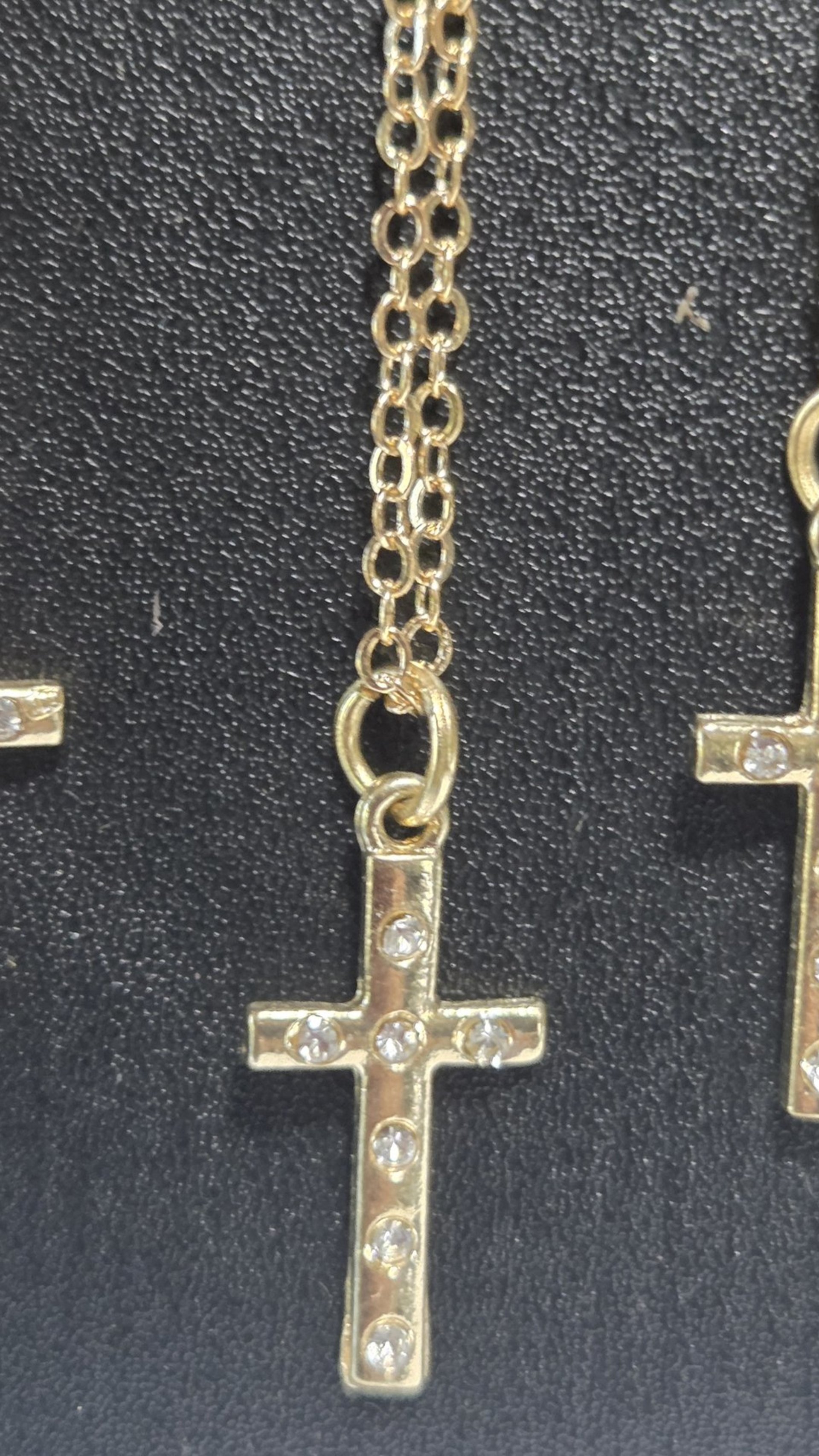 Petite Gold-Tone Cross w/ Crystals Necklace