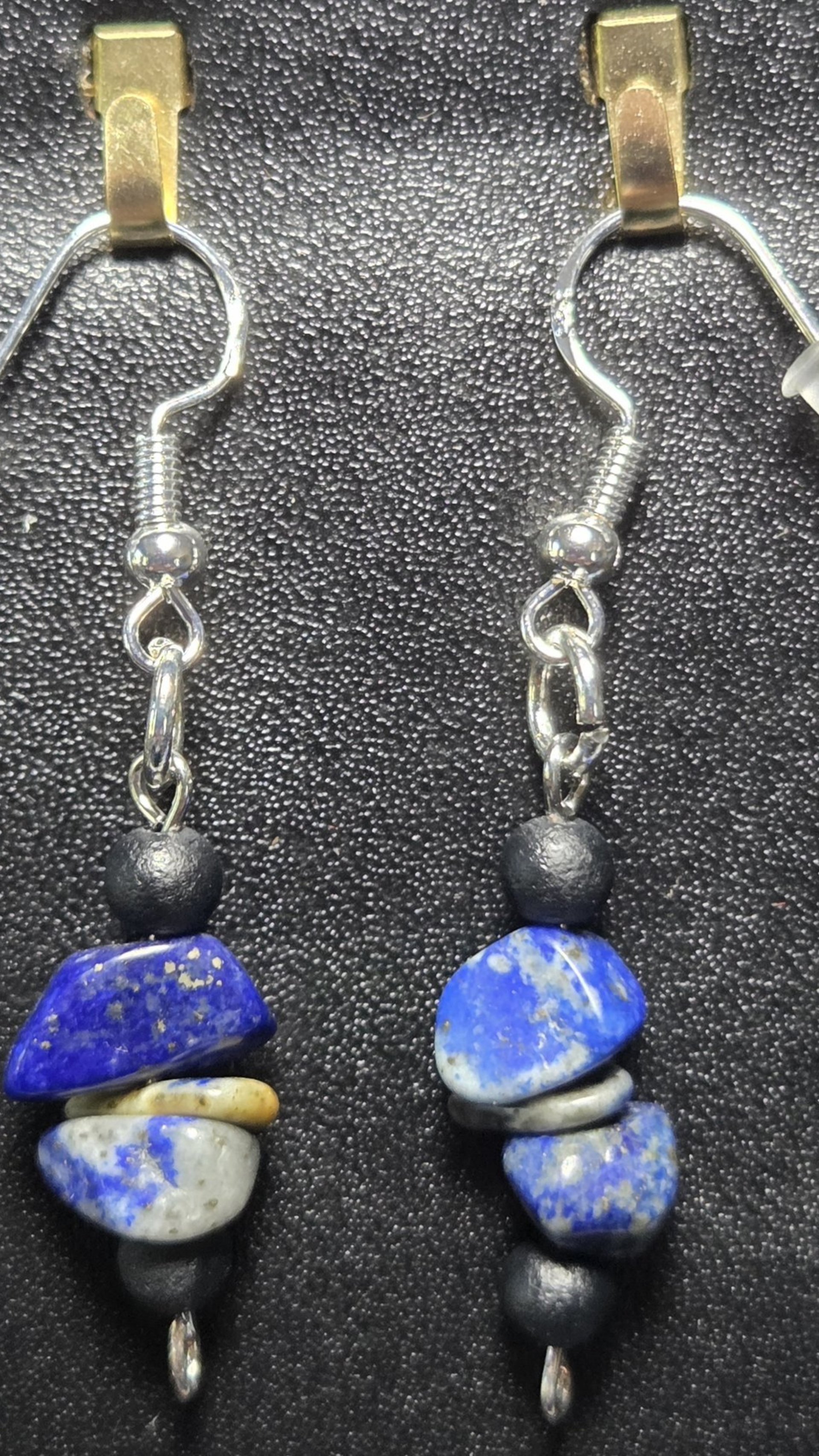 The "Wisdom & Truth" Lapis & Diffuser Lava Bead Dangles