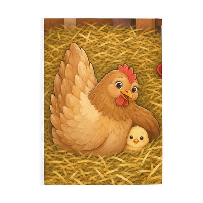 Mama Hen and Chick Outdoor Flag | Rod Pocket Garden Banner