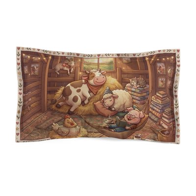 Barnyard Nap Time Microfiber Pillow Sham | Cozy Farm Animal Scene