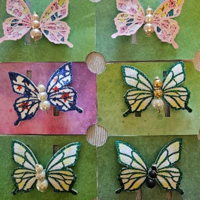 Whimsical Beaded Butterfly Hairclips