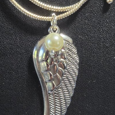 Angelic Grace Wing & Pearl Snake Chain Necklace